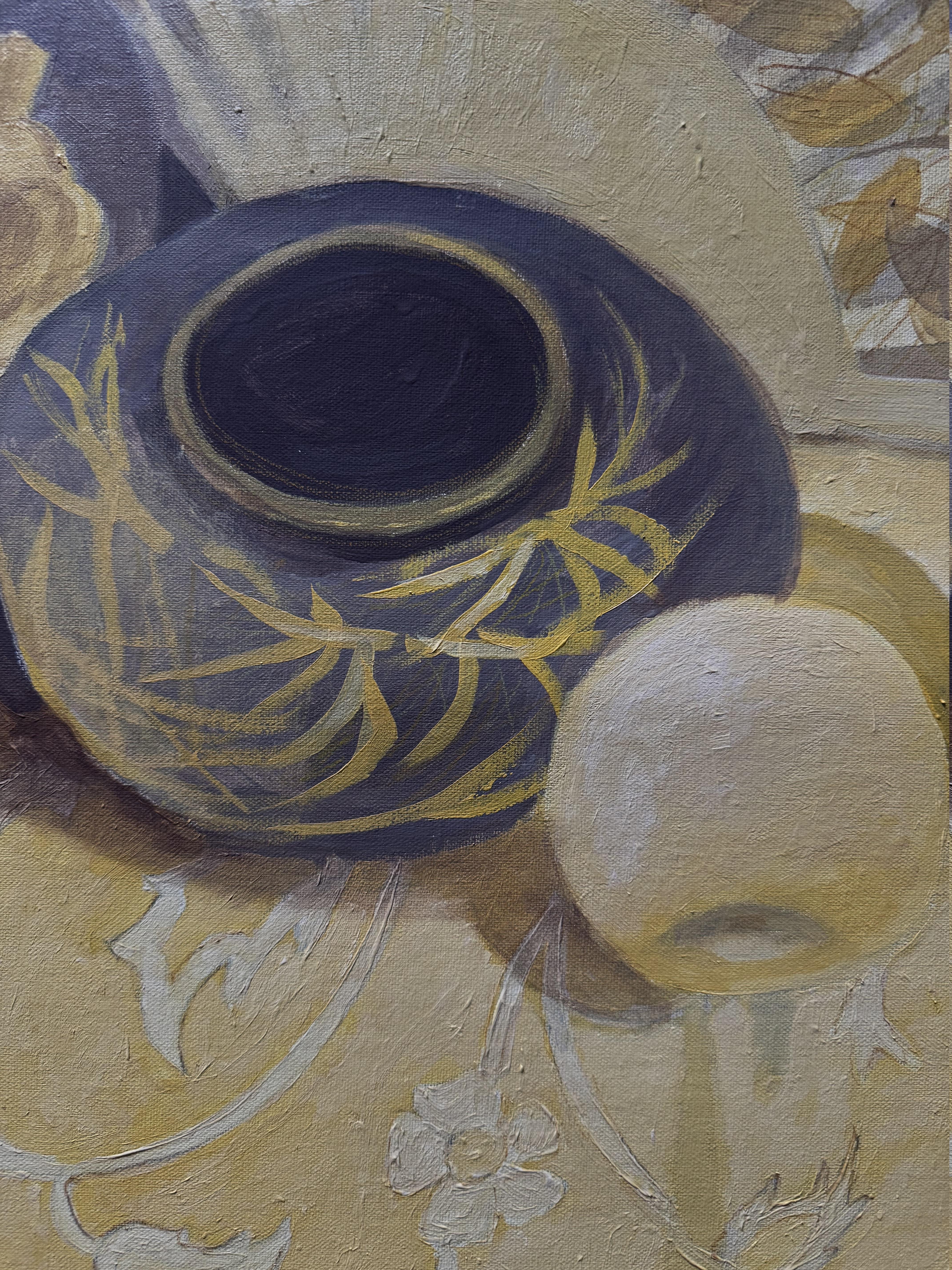 Nature morte à l'éventail jaune, de taille moyenne. en vente 1