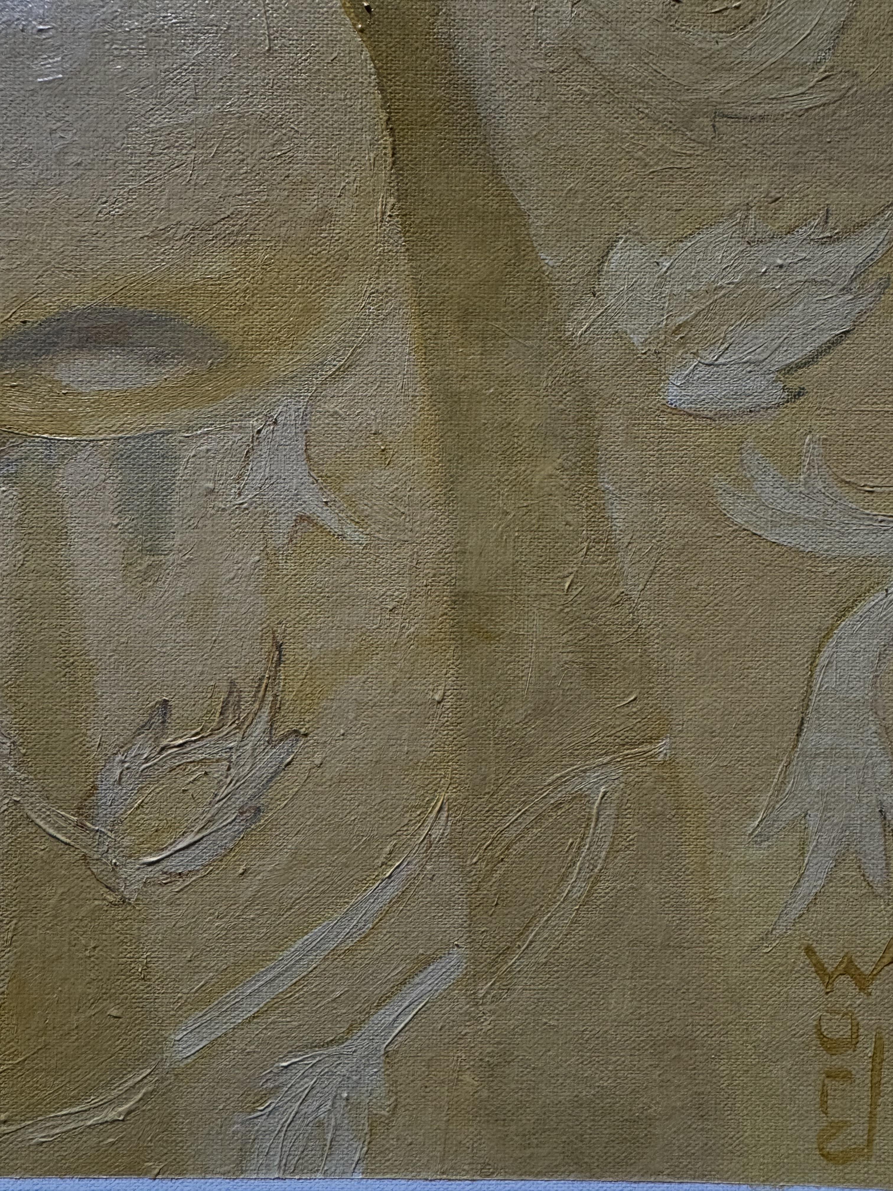 Nature morte à l'éventail jaune, de taille moyenne. en vente 2