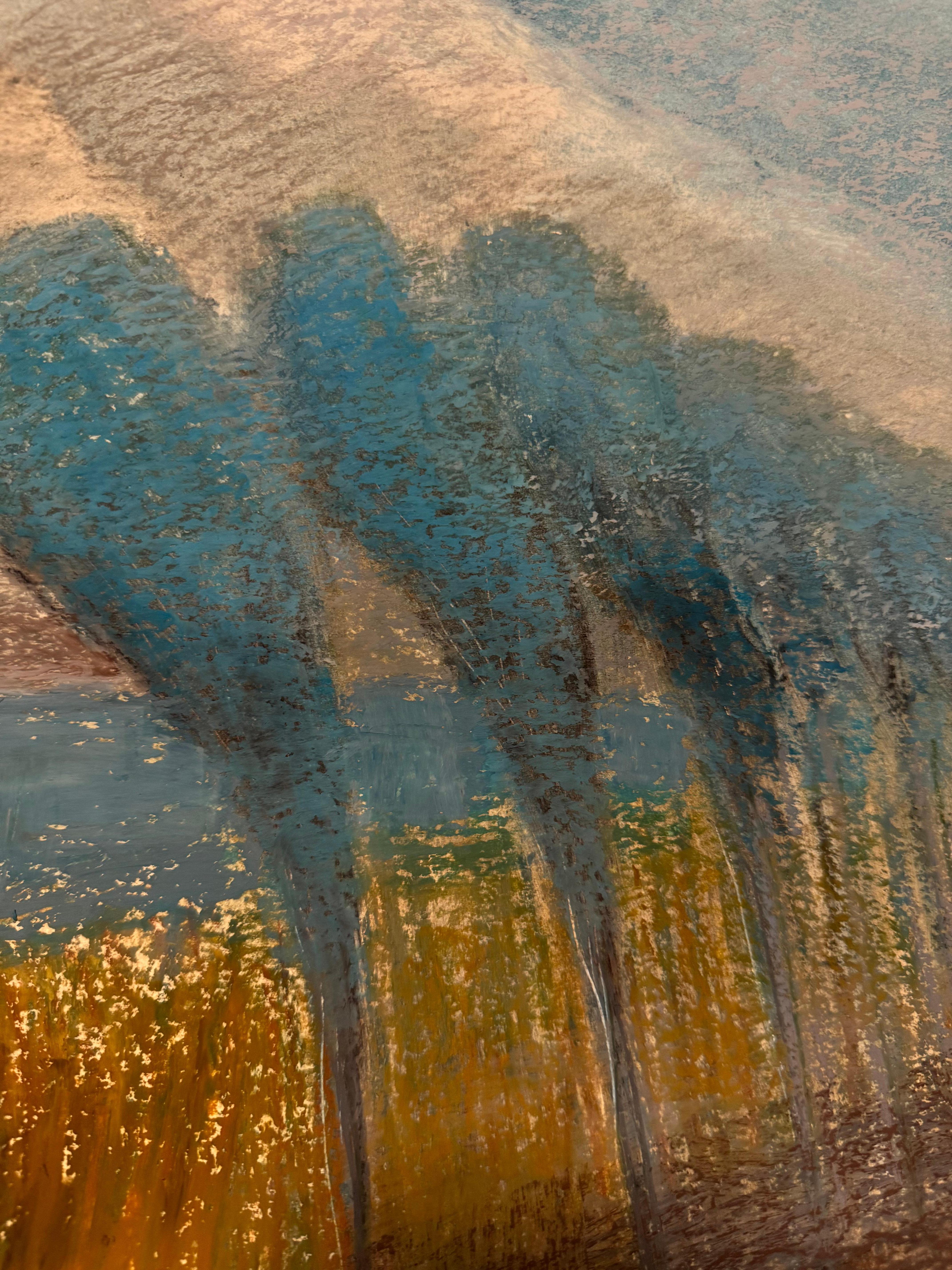 El principito, paisaje, figurativo, horizontal, pastel al óleo - Painting de Anait Vardanyan