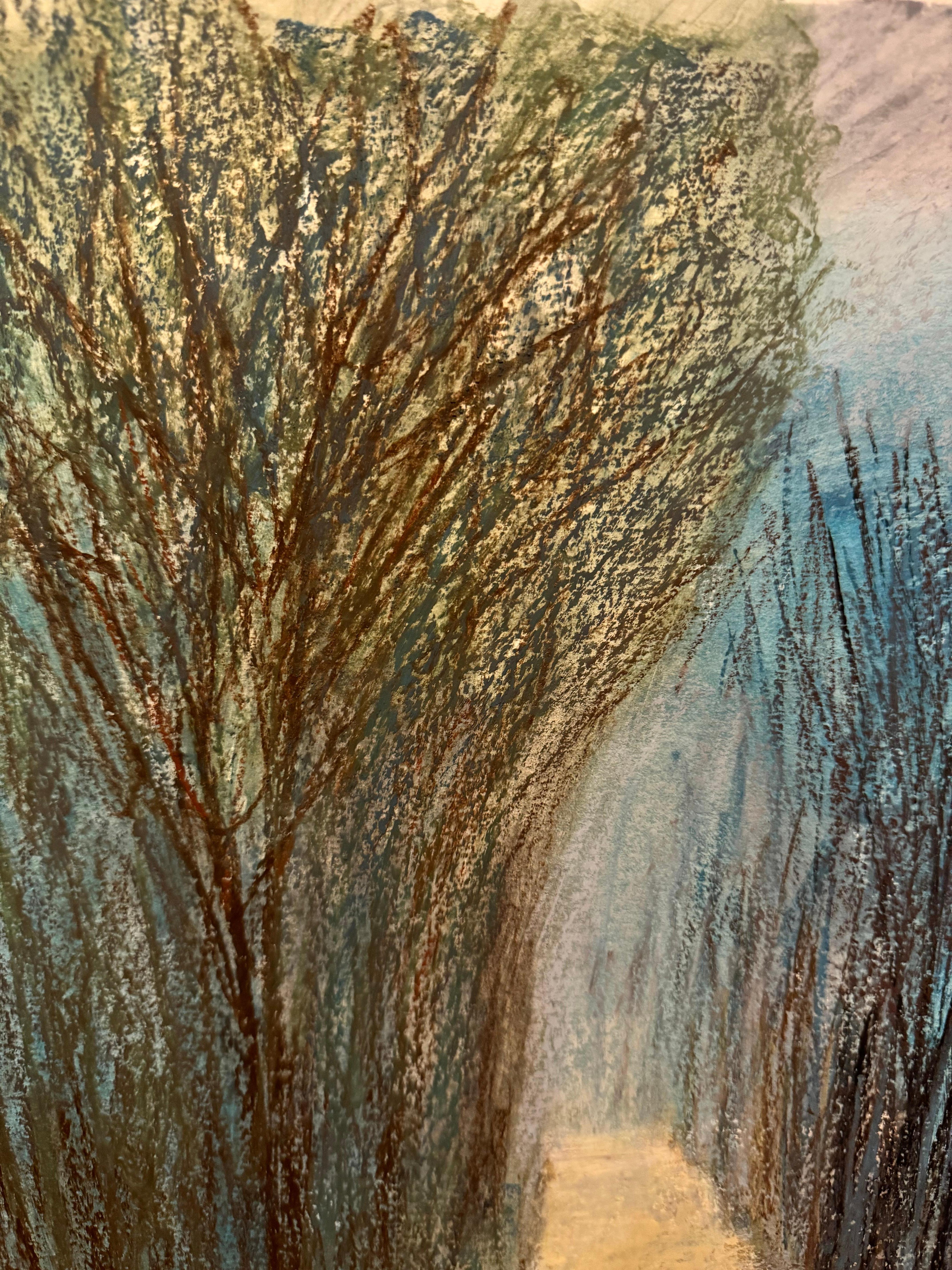 Winter in Savannah, Ga. Oil pastel, horizontal - Painting by Anait Vardanyan