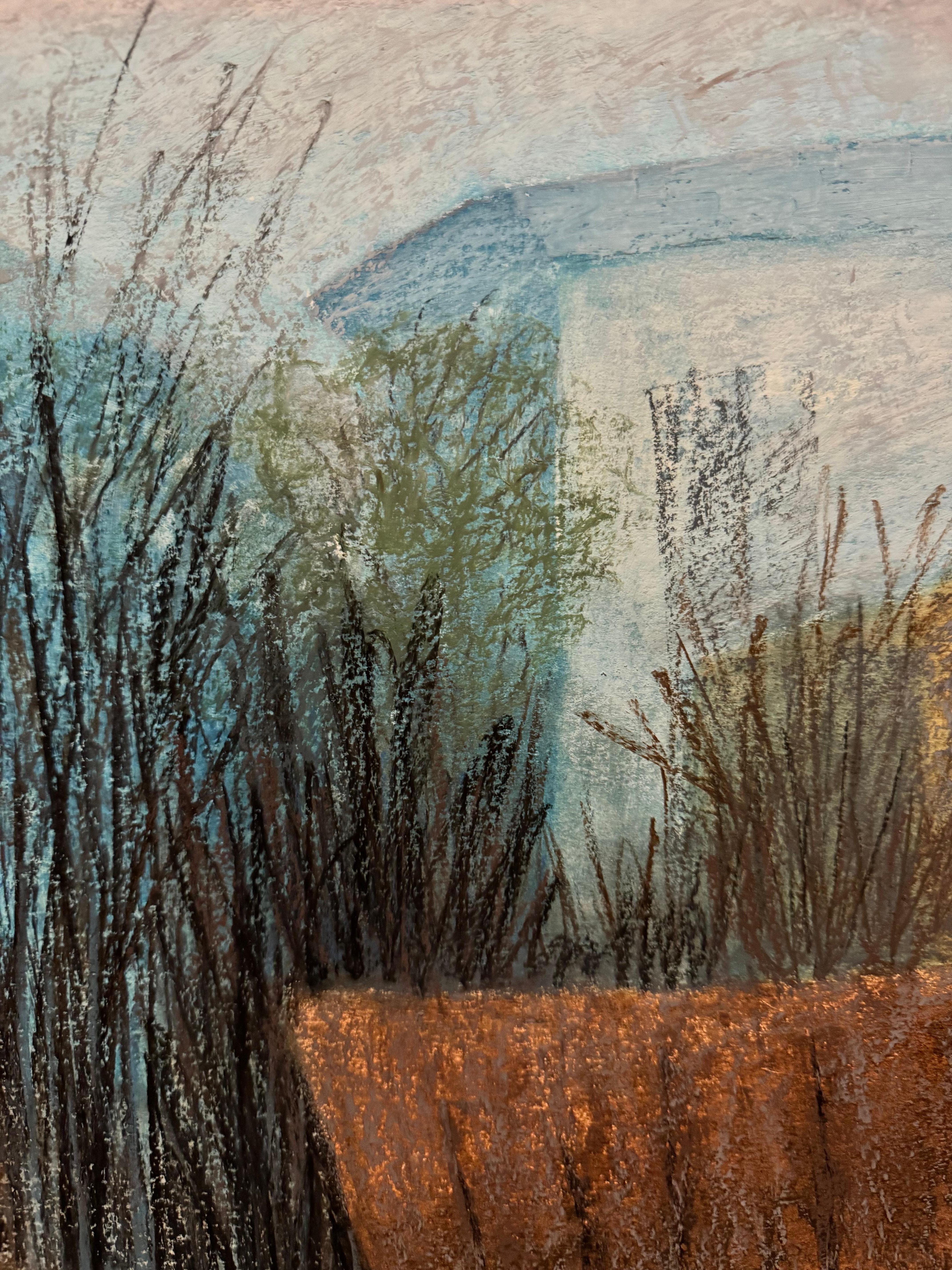 Winter in Savannah, Ga. Oil pastel, horizontal - Impressionist Painting by Anait Vardanyan