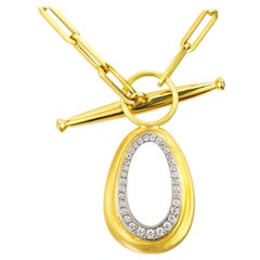 AnaKatarina 18 Karat Yellow and White Gold, Diamond and Sapphire Toggle Necklace