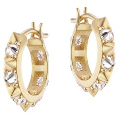 AnaKatarina 18 Karat Yellow Gold and Diamond Huggie Hoops