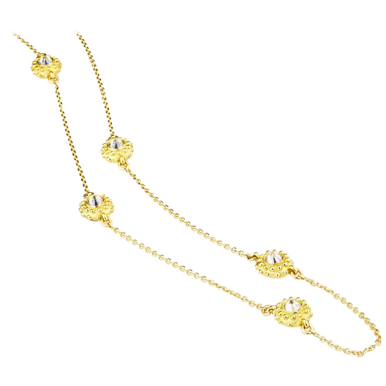 AnaKatarina 18 Karat Yellow Gold and Diamond Sea Urchin 'Intuition' Necklace For Sale
