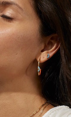 AnaKatarina 18 Karat Yellow Gold, Diamond, and Fire Opal, 'Fire' Studs