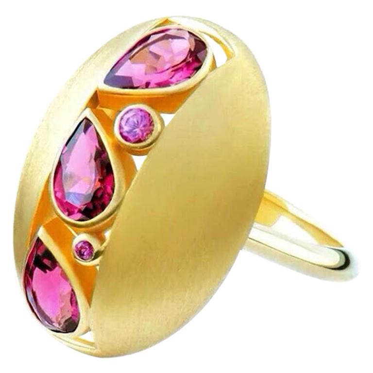 AnaKatarina 18 Karat Yellow Gold, Pink Tourmaline and Pink Sapphire Ring