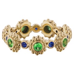 AnaKatarina 18 Karat Yellow Gold, Tsavorite Garnet and Sapphire 'Eternity' Band