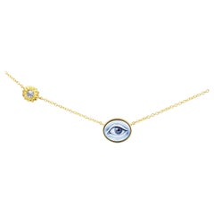 AnaKatarina 18k Gold, Diamond, and Carved Agate Customizable 'Eye Love' Necklace