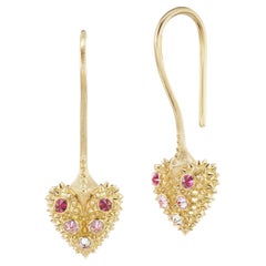 AnaKatarina 18K Gold, Diamond, and Pink Sapphire 'Pierce Your Heart' Earrings