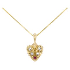 AnaKatarina 18K Gold, Diamond and Ruby 'Pierce Your Heart' Necklace
