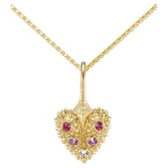 AnaKatarina 18K Gold, Pink Sapphire, Diamond Heart Ombre Charm Necklace