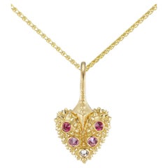 AnaKatarina 18K Gold, Pink Sapphire, Diamond Heart Ombre Charm Necklace