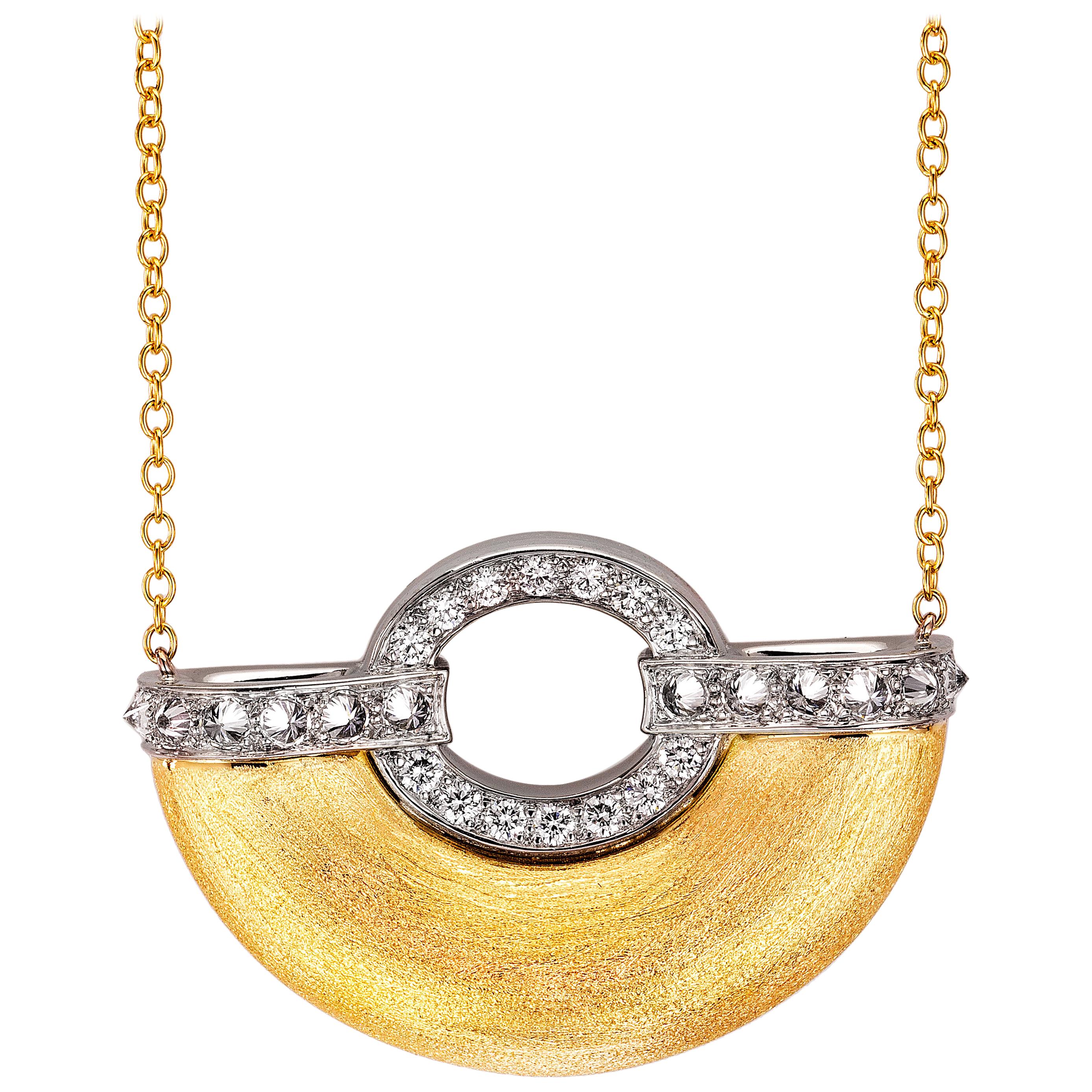 AnaKatarina 18k Yellow Gold, Palladium, Diamonds 'Girl From Ipanema' Necklace For Sale