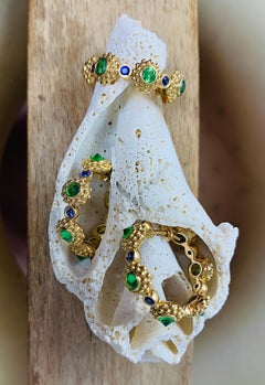 AnaKatarina 18 Karat Yellow Gold, Tsavorite Garnet and Sapphire 'Eternity' Band