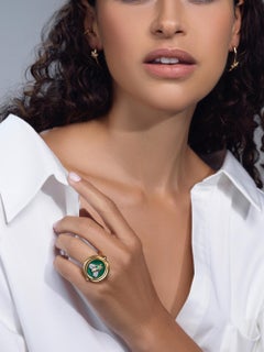 AnaKatarina 4 Elements "Earth" Ring w/Malachite, Emerald, Ruby, Black Opal, Gold