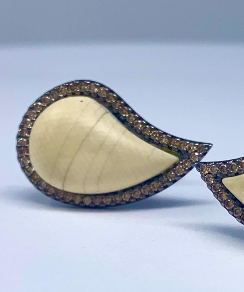 Women's or Men's AnaKatarina Cognac Diamond and Mammoth 'Ishq' Cufflinks
