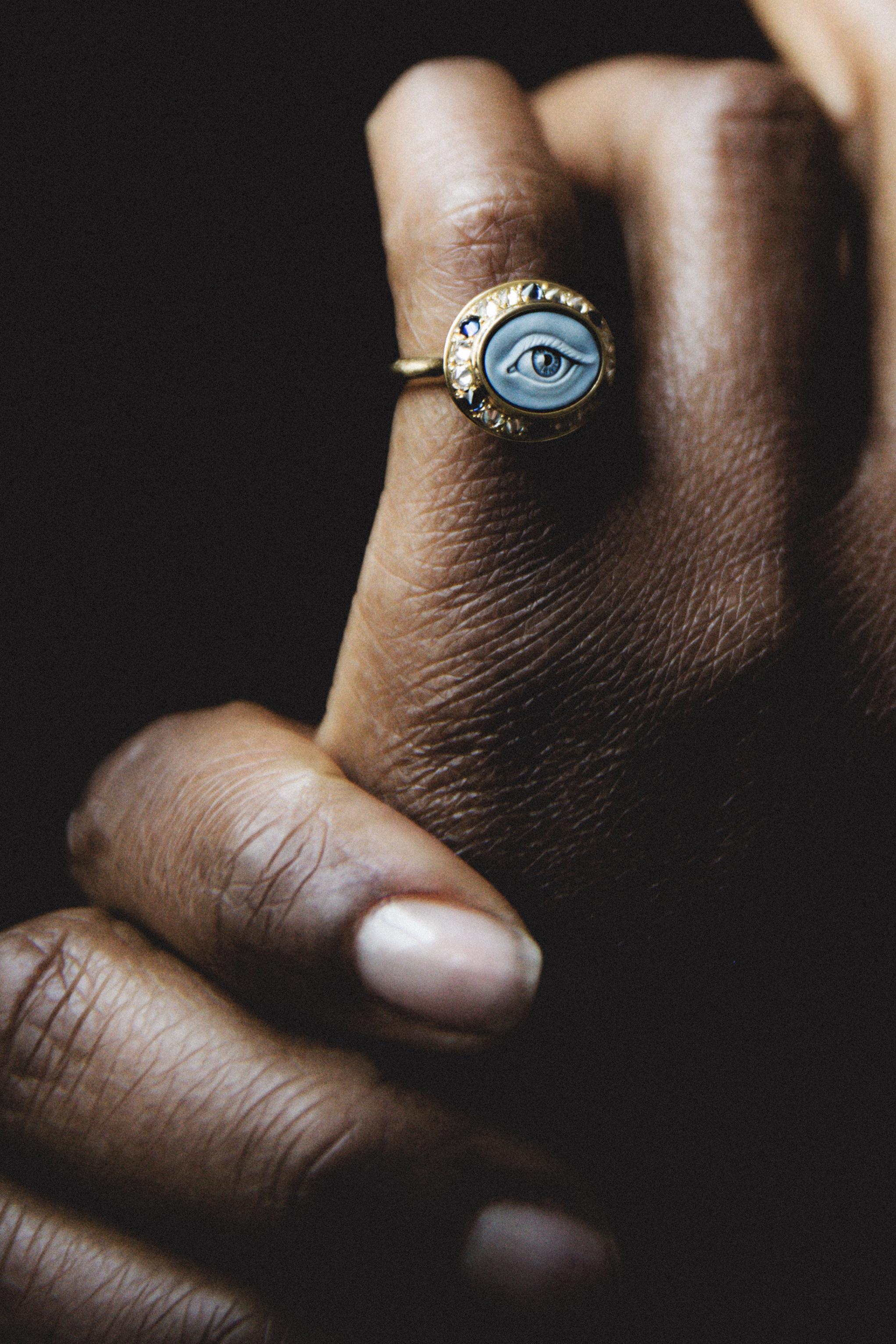 customized carved eye ring