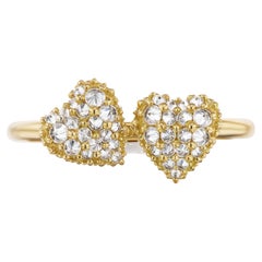 AnaKatarina Diamond and 18k Yellow Gold 'Moi et Toi' Ring