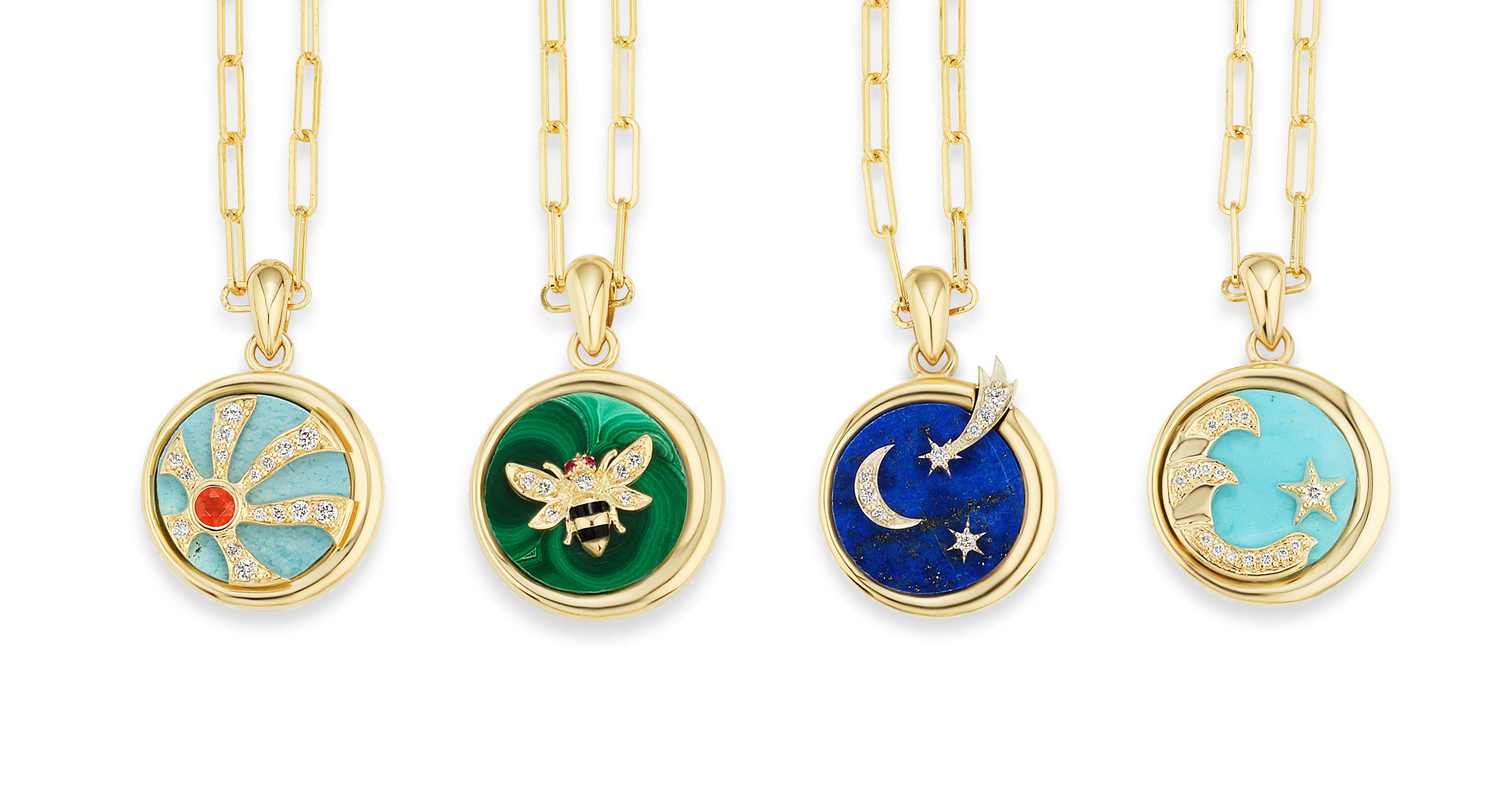 AnaKatarina Elements 'Air' Pendant in 18 Karat Gold, Chilean Lapis, and Diamonds 1