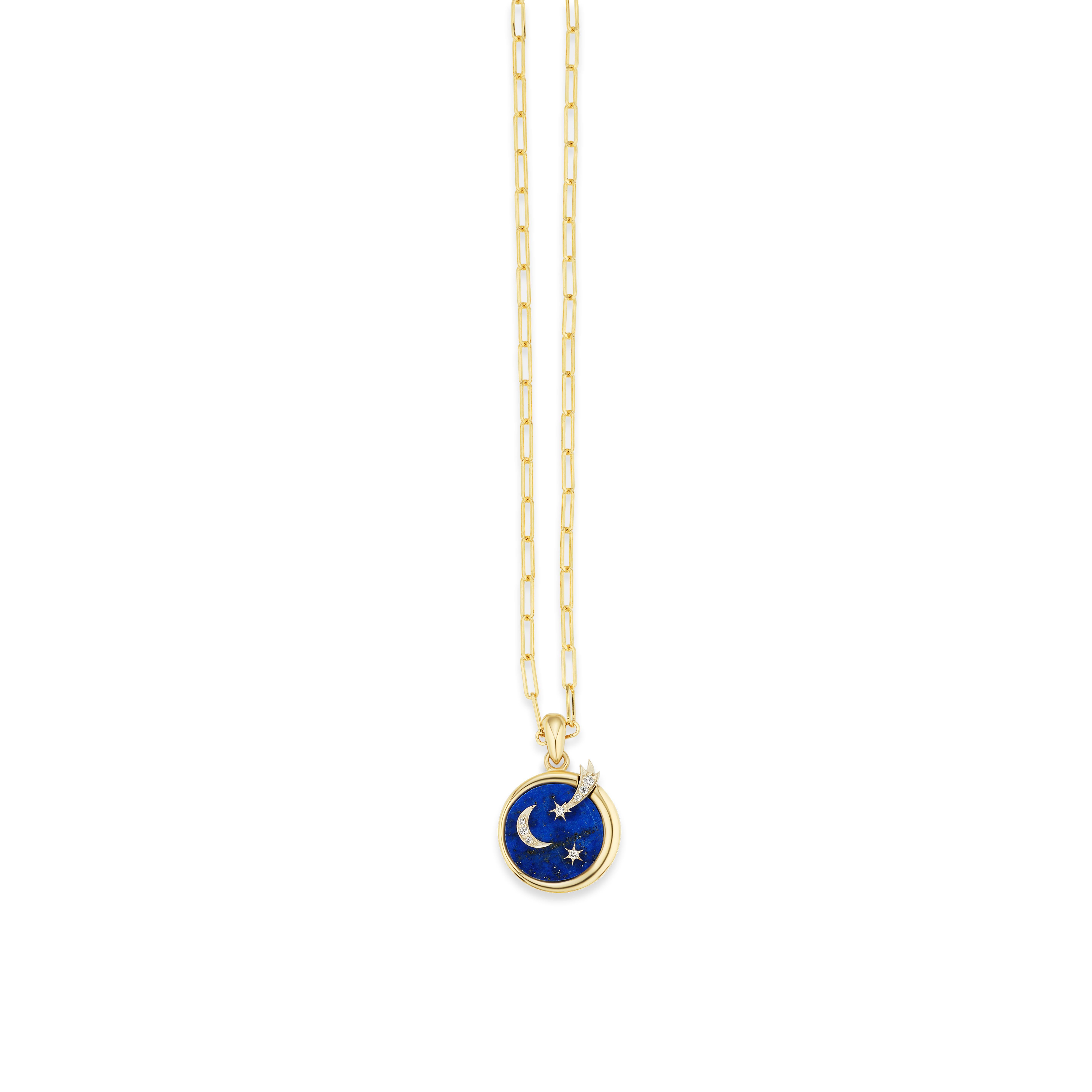 AnaKatarina Elements 'Air' Pendant in 18 Karat Gold, Chilean Lapis, and Diamonds 4