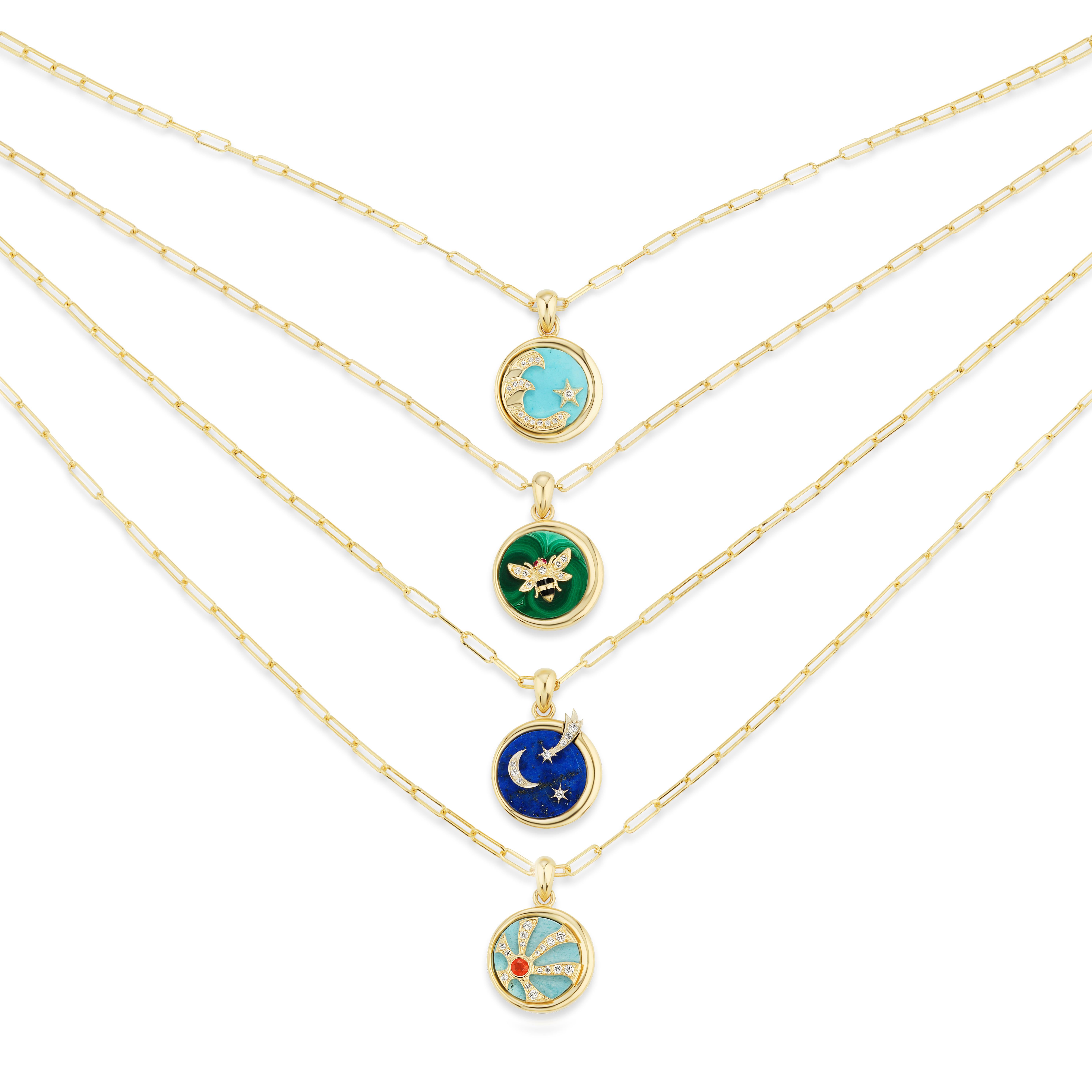 AnaKatarina Elements 'Air' Pendant in 18 Karat Gold, Chilean Lapis, and Diamonds 6