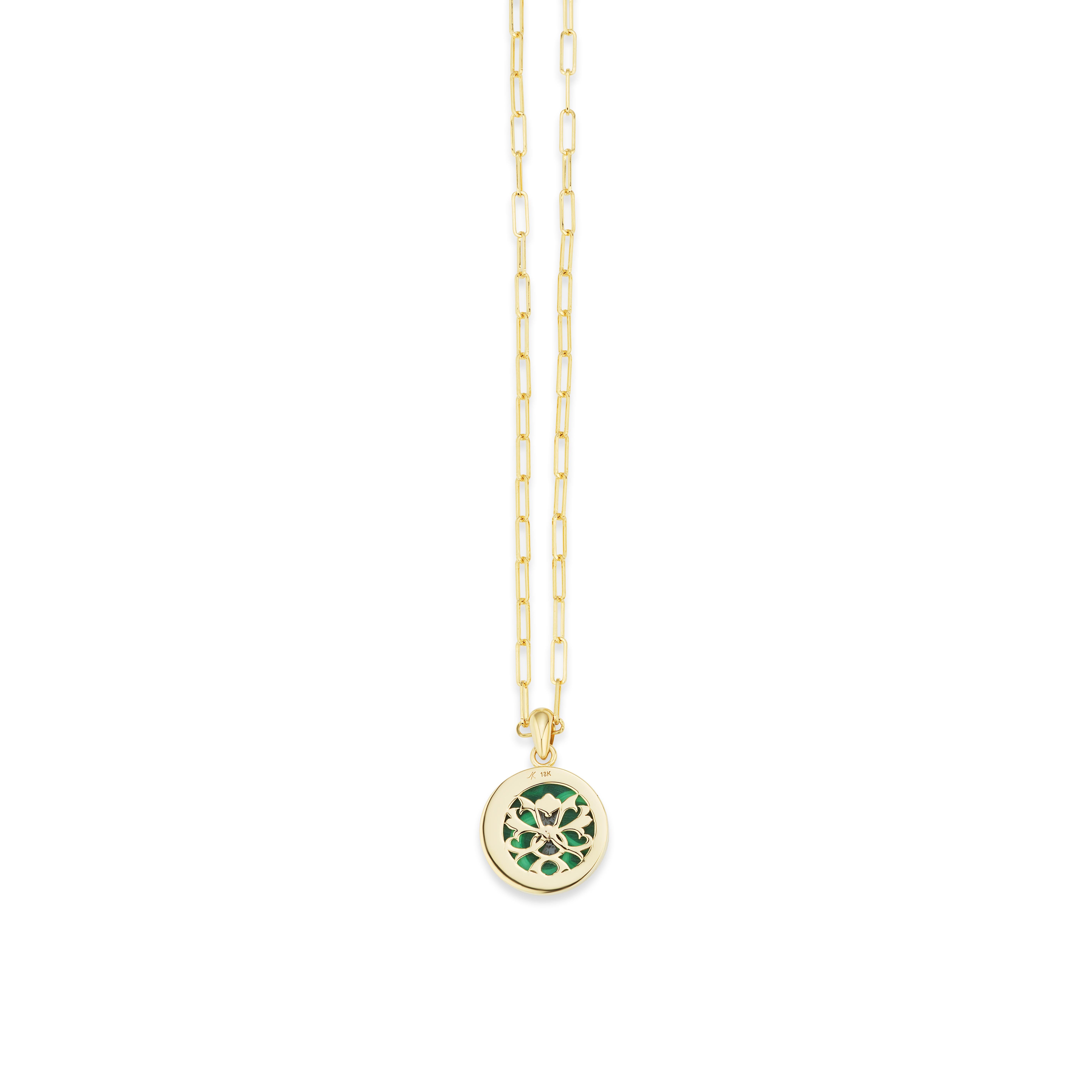 Women's or Men's AnaKatarina Elements 'Earth' Pendant in 18k Gold, Malachite, Ruby, and Diamond For Sale