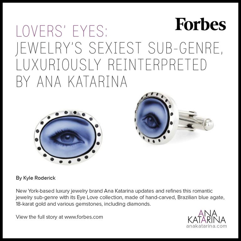 Women's AnaKatarina Customizable Agate, Sapphire, Diamond, Gold 'Lover's Eye' Cameo Ring For Sale