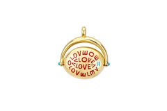 AnaKatarina Hand Carved Lip Cameo Gold Flip Pendant and Chain