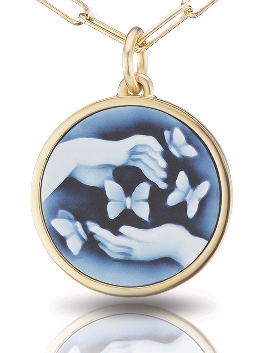 Contemporary AnaKatarina 'Ludus' Love Token, Hand Carved Agate Cameo and 18 Karat Yellow Gold For Sale