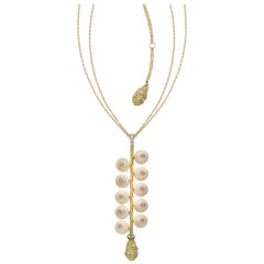 AnaKatarina Mammoth Ivory, Diamond, Pink Sapphire and 18 Karat Gold Necklace