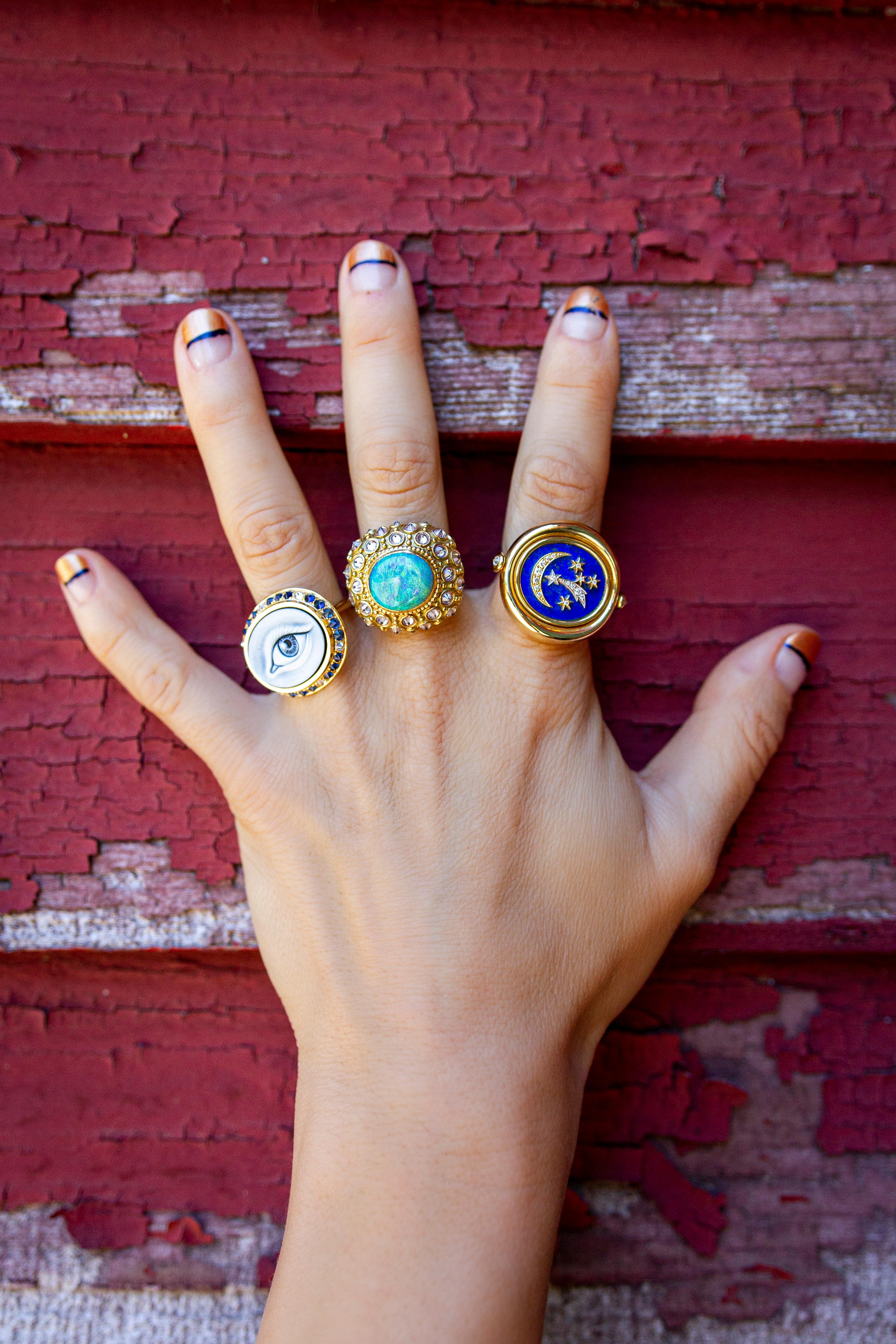 Women's AnaKatarina Opal, Yellow Gold, and Diamond 'Beyond the Sea' Ring