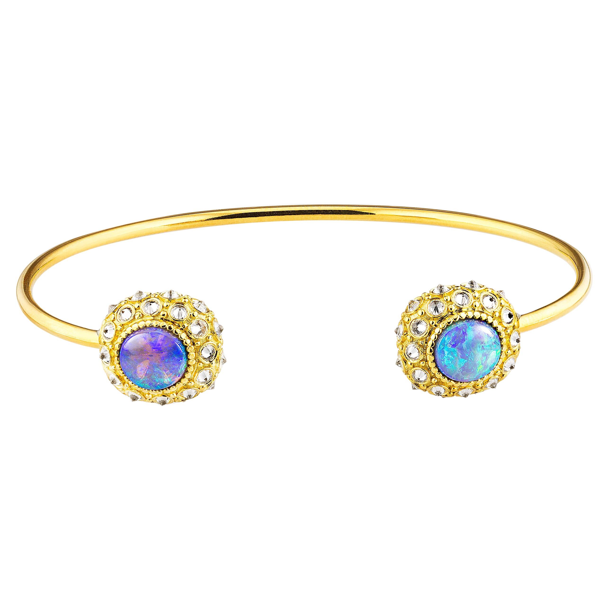 AnaKatarina Opal, Yellow Gold and Diamond Sea Urchin Cuff