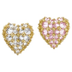 Anakatarina Pink Sapphire and 18k Yellow Gold 'Pierce Your Heart' Studs