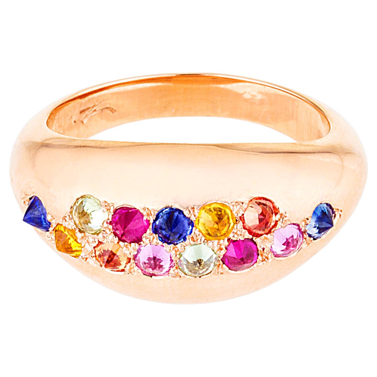 AnaKatarina Rose Gold and Colored Sapphire Stacking Ring For Sale
