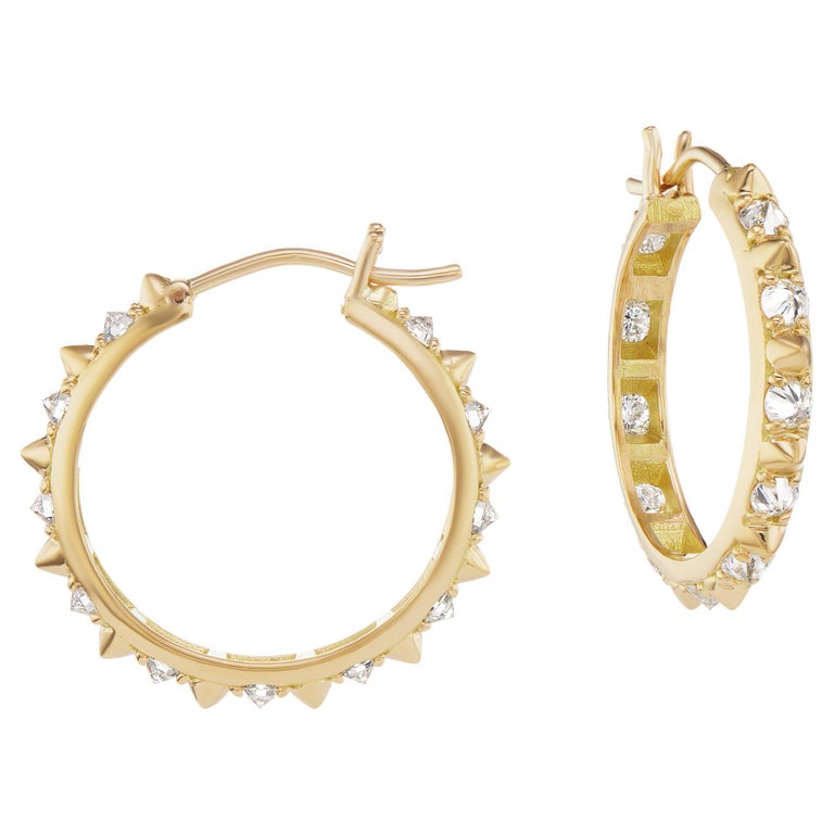 AnaKatarina 'Valerie' Diamond and 18k Gold Hoop Earrings For Sale