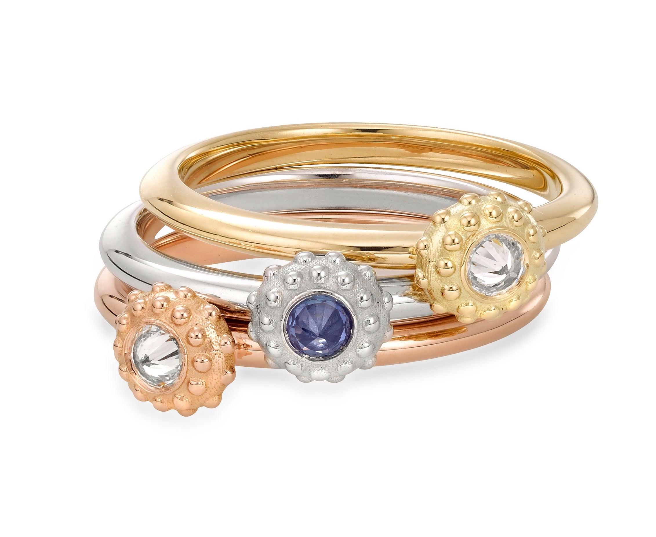 For Sale:  AnaKatarina White Gold and Sapphire 'Evolution' Stacking Ring 5