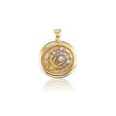 AnaKatarina Yellow Gold and Diamond 'Creativity' Signet Pendant Necklace