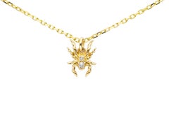 AnaKatarina Yellow Gold and Diamond 'Creativity' Spider Charm Necklace