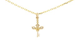 AnaKatarina Yellow Gold and Diamond 'Love' Key Charm Necklace