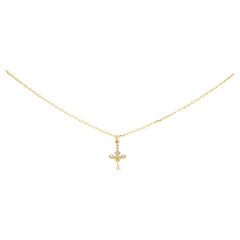 AnaKatarina Yellow Gold and Diamond 'Love' Key Charm Necklace
