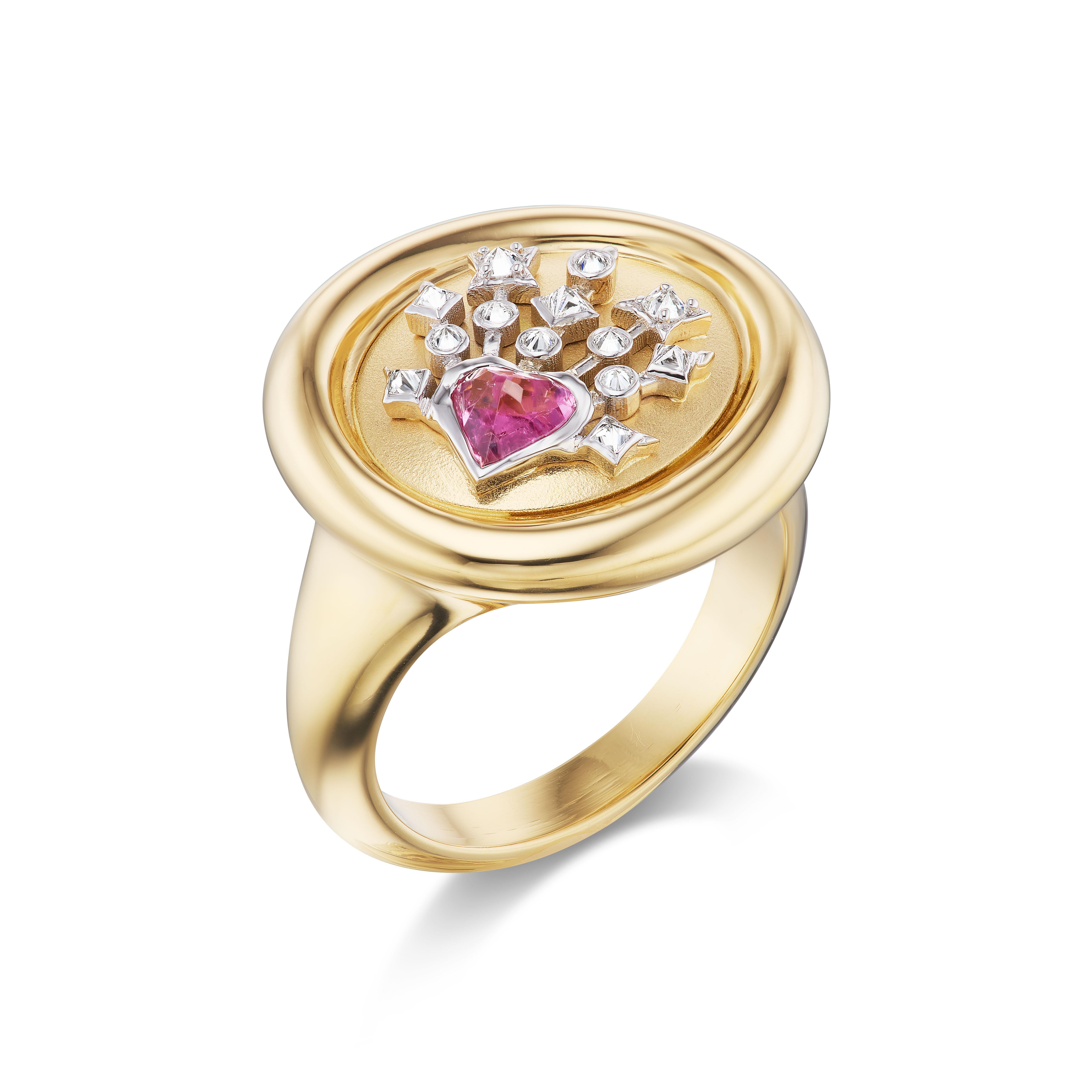 18K Yellow Gold, .06ct Diamonds, and .066 Pink Tourmaline

Design Inspiration

The first agreement inspired the Impeccable words collection in the Toltec book 