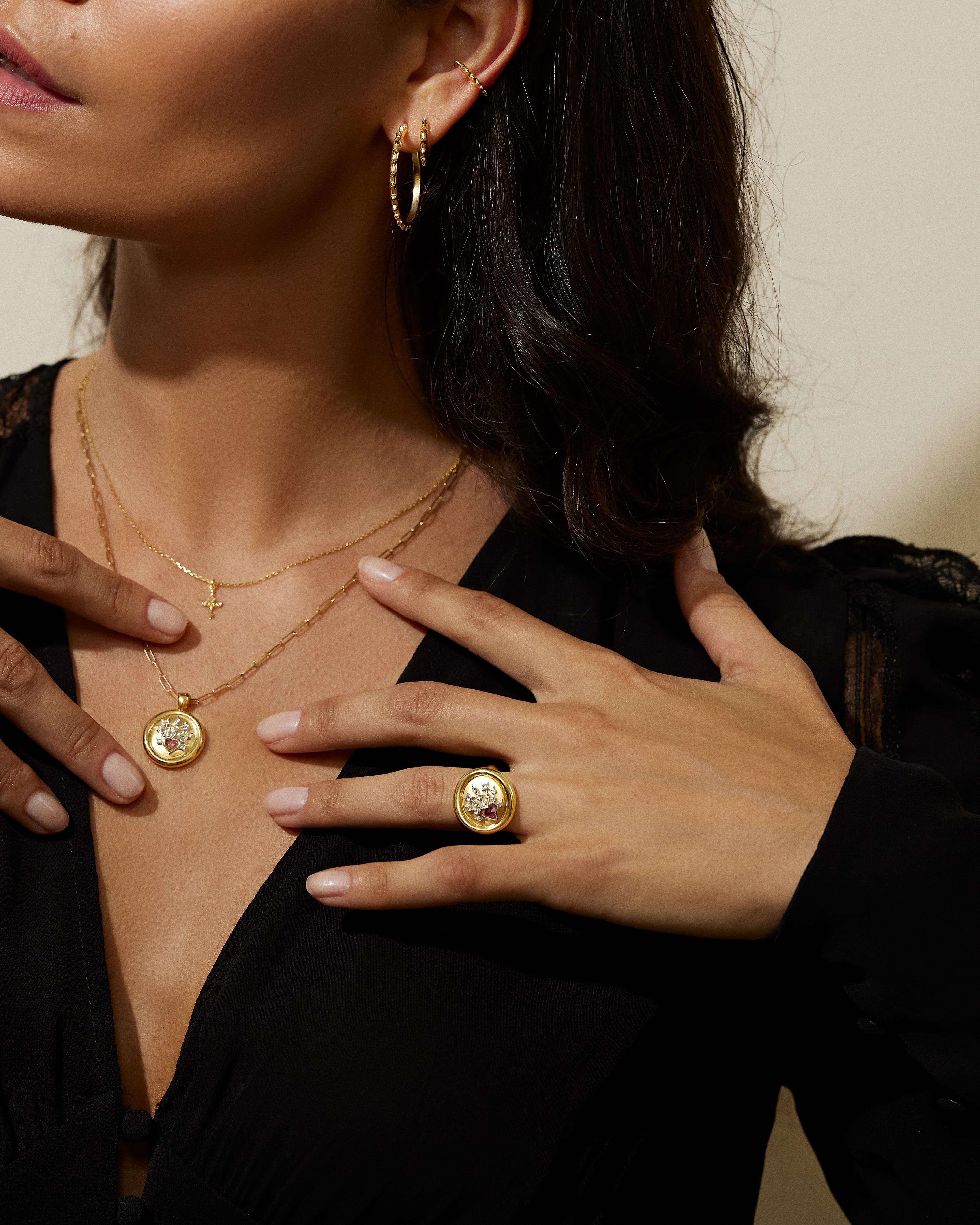 Brilliant Cut AnaKatarina Yellow Gold, Tourmaline, and Diamond 'Love' Signet Ring For Sale