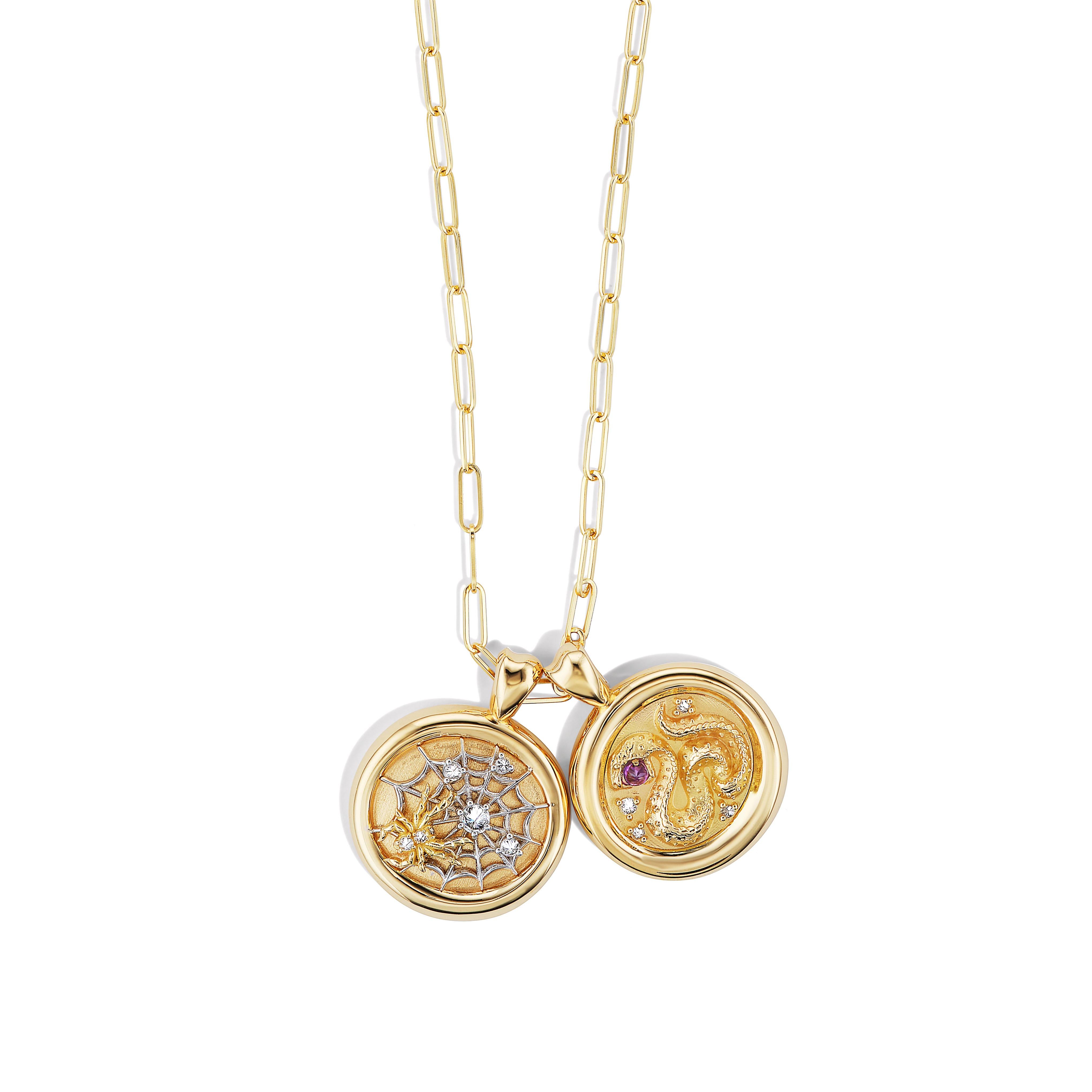 Contemporary AnaKatarina Yellow Gold and Diamond 'Wisdom' Signet Pendant Necklace For Sale