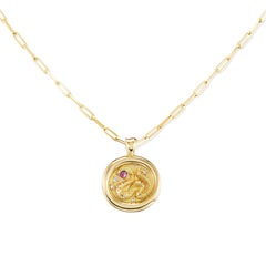 AnaKatarina Yellow Gold and Diamond 'Wisdom' Signet Pendant Necklace