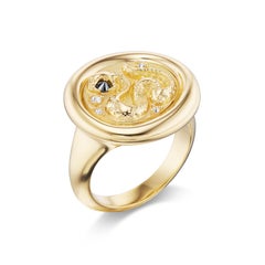 AnaKatarina Yellow Gold and Diamond 'Wisdom' Signet Ring