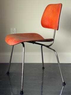Analine Red Eames DCM Dining Chair Original Patina
