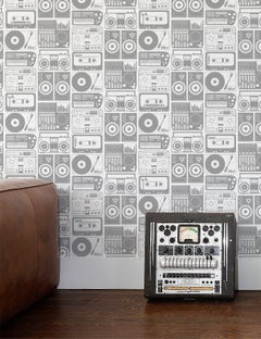 Analog Nights Designer Wallpaper Cloudy Grey, Tin