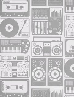 Analog Nights Designer Wallpaper Cloudy Grey, Tin