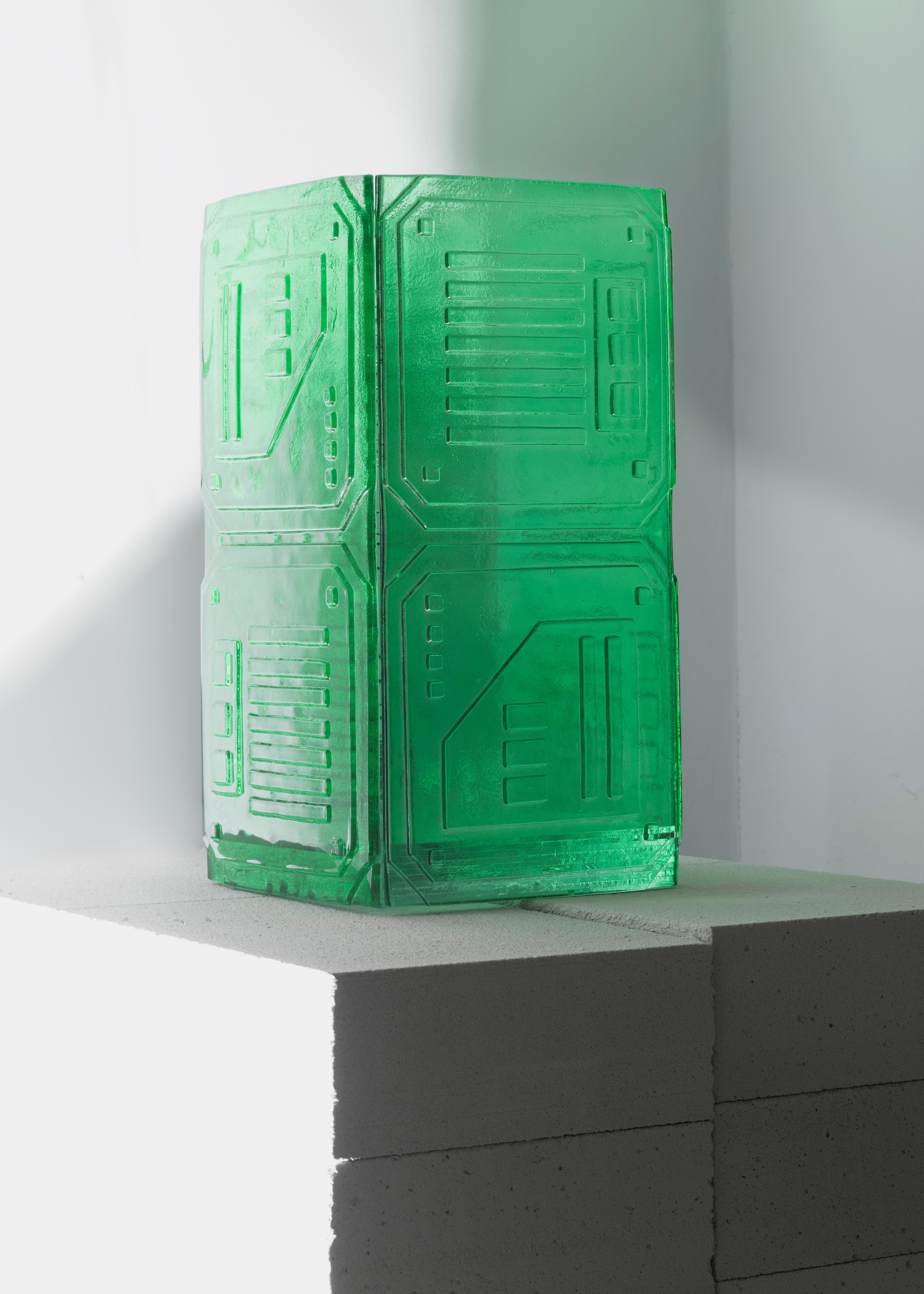 Post-Modern Analogic Sci-Fi Green Vase by Mut Design For Sale