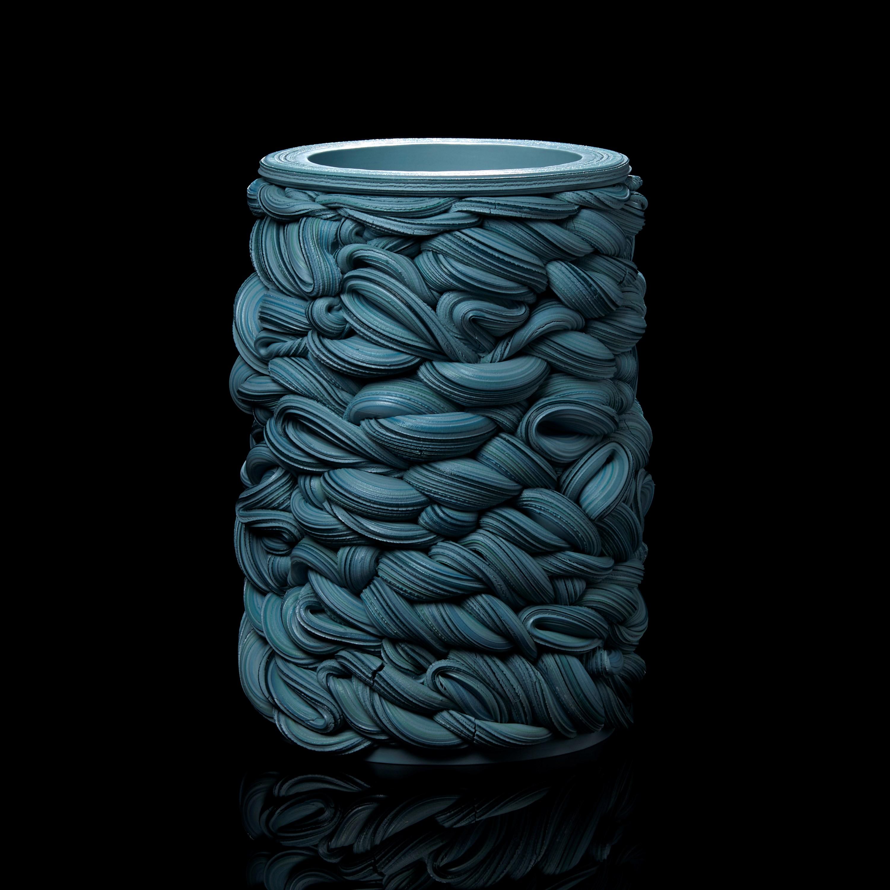 Organic Modern  Analogous Fold I, a Blue Parian Porcelain Sculptural Vessel by Steven Edwards